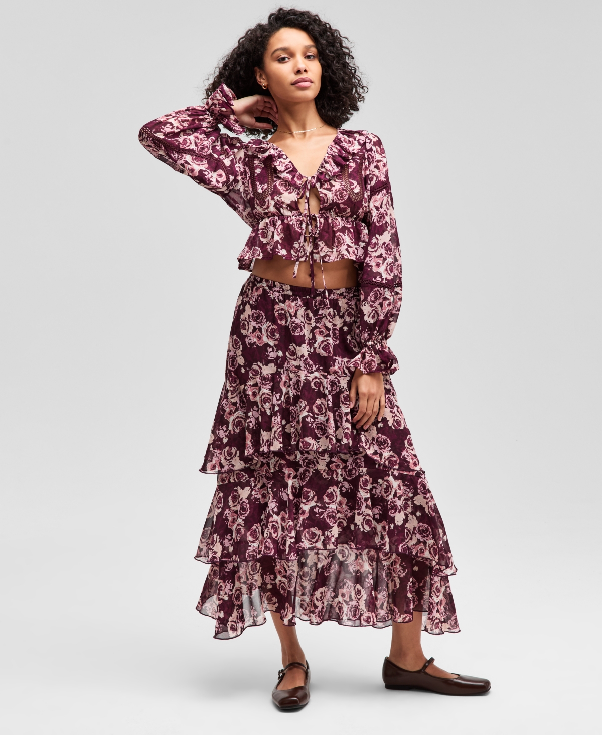 And Now This Women's Ruffled-cuff Balloon-sleeve Top, Macy's Exclusive In Multi