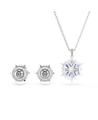Magic Snowflake Rhodium Plated Earrings and Necklace Set