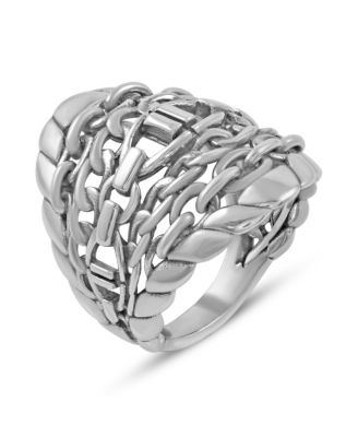 Sterling Silver Stirrup Chain Ring