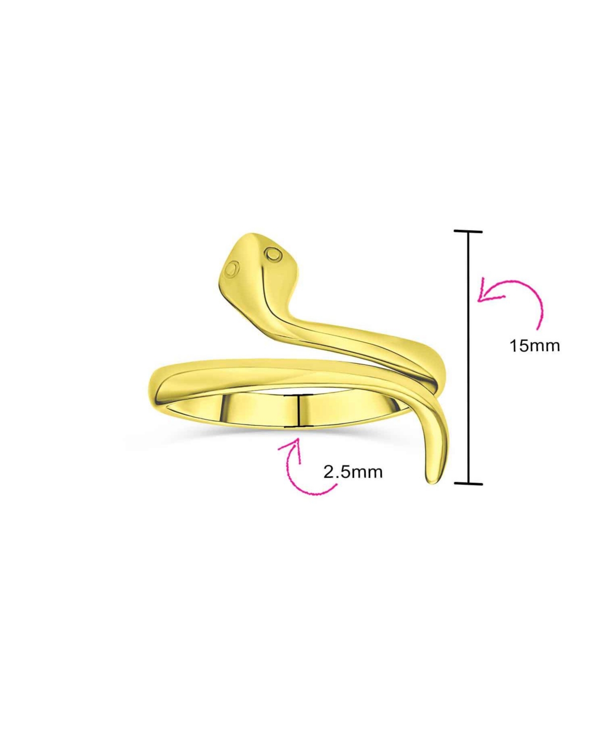 Bling Jewelry 14K Gold Plated Sterling Silver Snake Wrap Midi Ring
