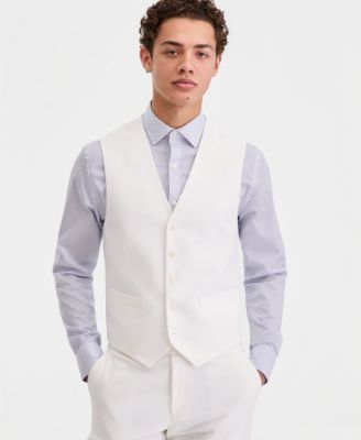 Men's Modern-Fit TH Flex Stretch  Chambray Suit Separate Vest