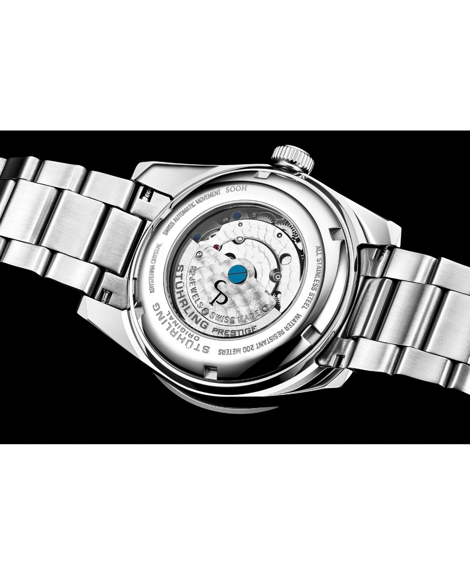 Men s Aquadiver 44mm Swiss Automatic Diver Watch, Blue Dial, Stainless Steel Bracelet, Day-Date, 200M Water Resistant