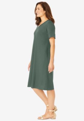 Plus Size Perfect Short-Sleeve V-Neck Tee Dress