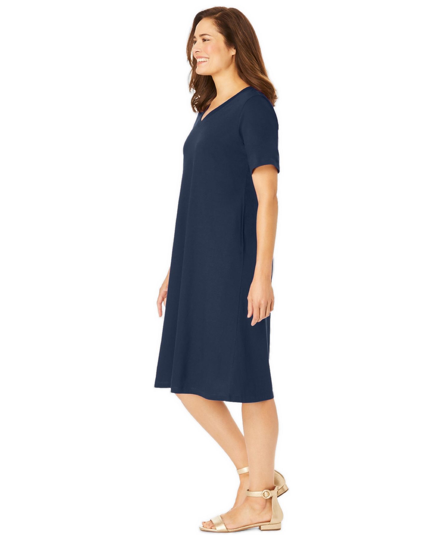 Plus Size Within Perfect Short-Sleeve V-Neck Tee Dress