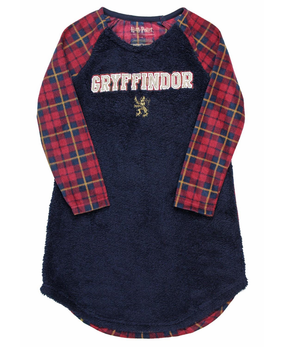 Harry Potter Girls Nightgown Gryffindor Fleece Raglan Long-Sleeve Pajama Nightdress