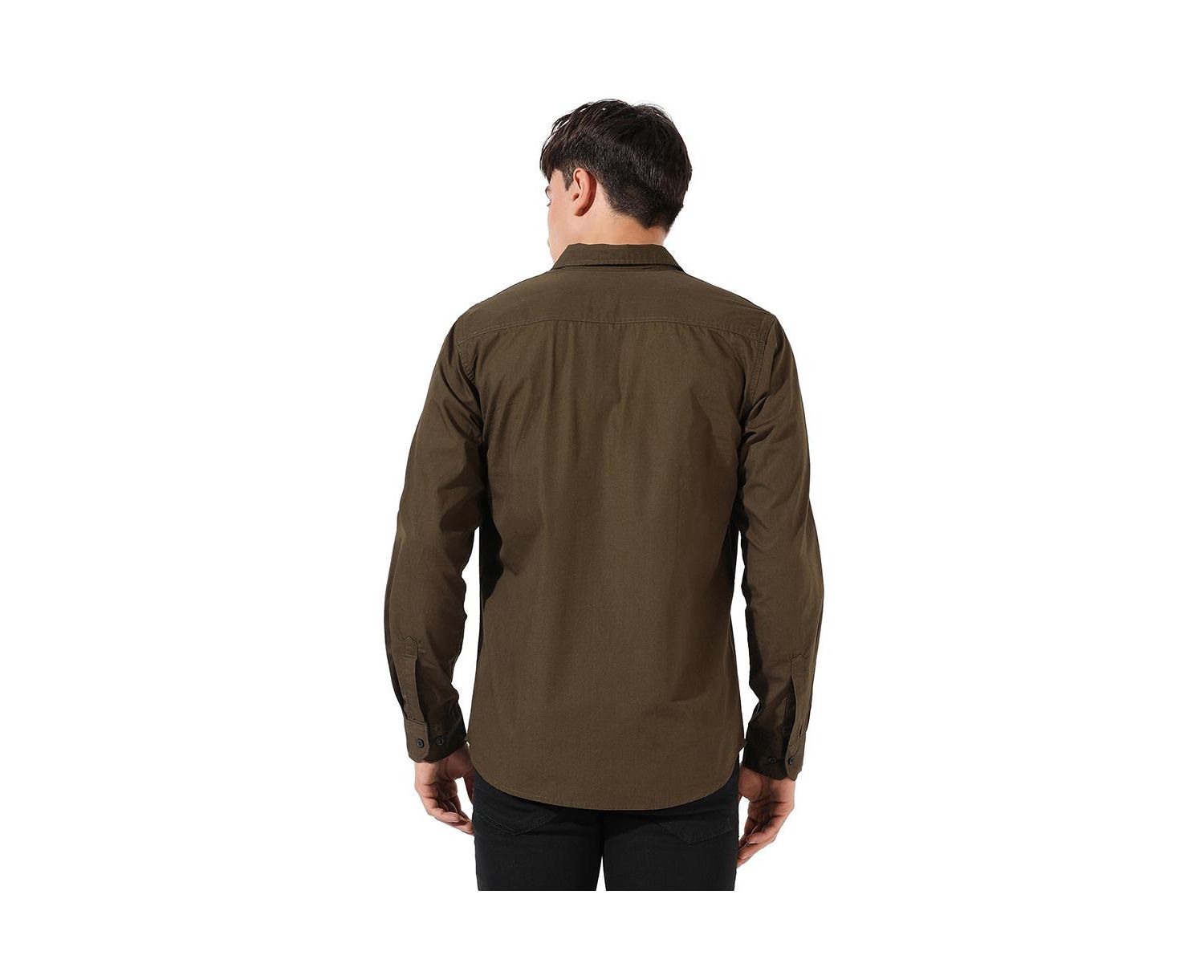 Men's Olive Green Side Striped Shirt