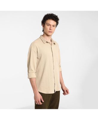 Men's Light Beige Spear-Textured Shirt