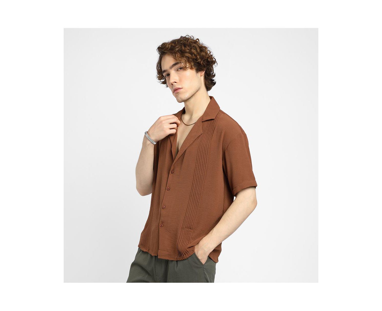 Men's Panel-Pleat Oversized Shirt