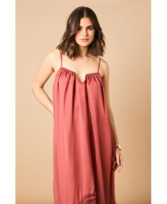 Babydoll Floaty Lace Detail Maxi Dress