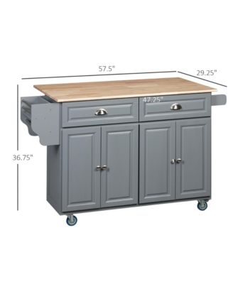 Dark Gray Kitchen Helper: Utility Cart with Drop-Leaf &amp; Rubber Wood Top