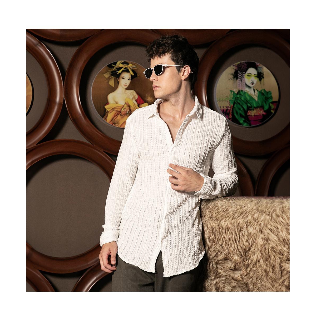 Campus Sutra Men's Cloud-Lined Textured Shirt