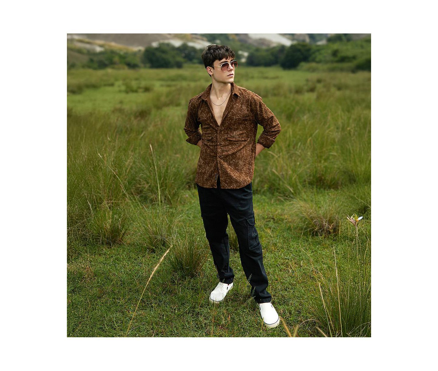 Мужская рубашка Cahoot Campus Sutra Faded Corduroy Oversized, цвет: Коричневый — фото 5