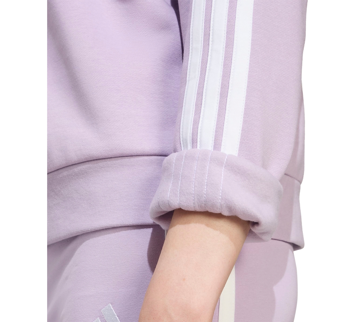 Adidas Originals Women's Essentials 3-stripes Fleece Crew Neck Sweatshirt In Purple