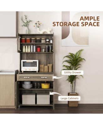 Modern Pantry with Buffet Cabinet and Framed Glass Doors