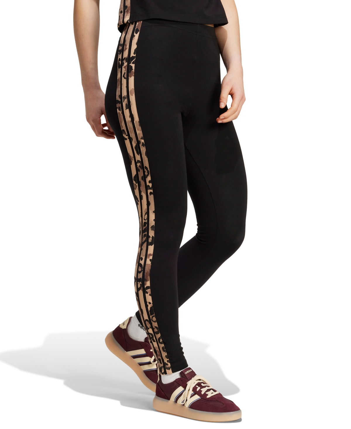 Adidas Originals Women's Leopard-print Cotton-blend High-rise Leggings In Black