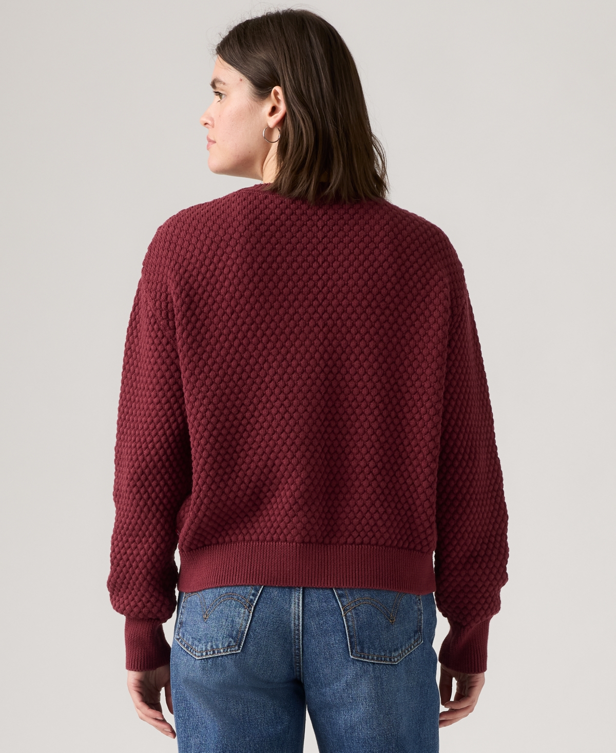 Levi's Women's Snowflake Long Sleeve Cardigan Sweater In Burgundy