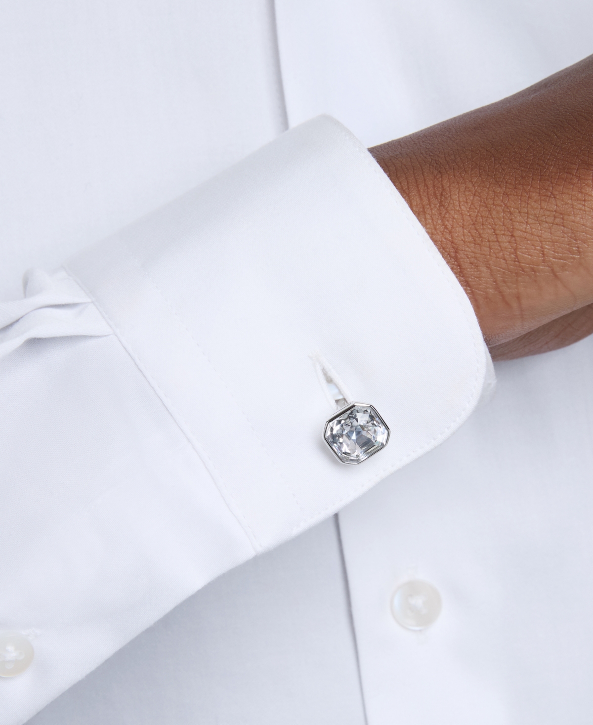 Swarovski Millenia Rhodium Plated Cufflinks In Silver