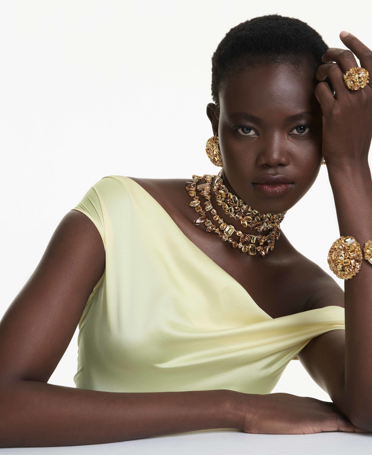 Swarovski Gema Yellow Gold-Tone Plated Cocktail Ring