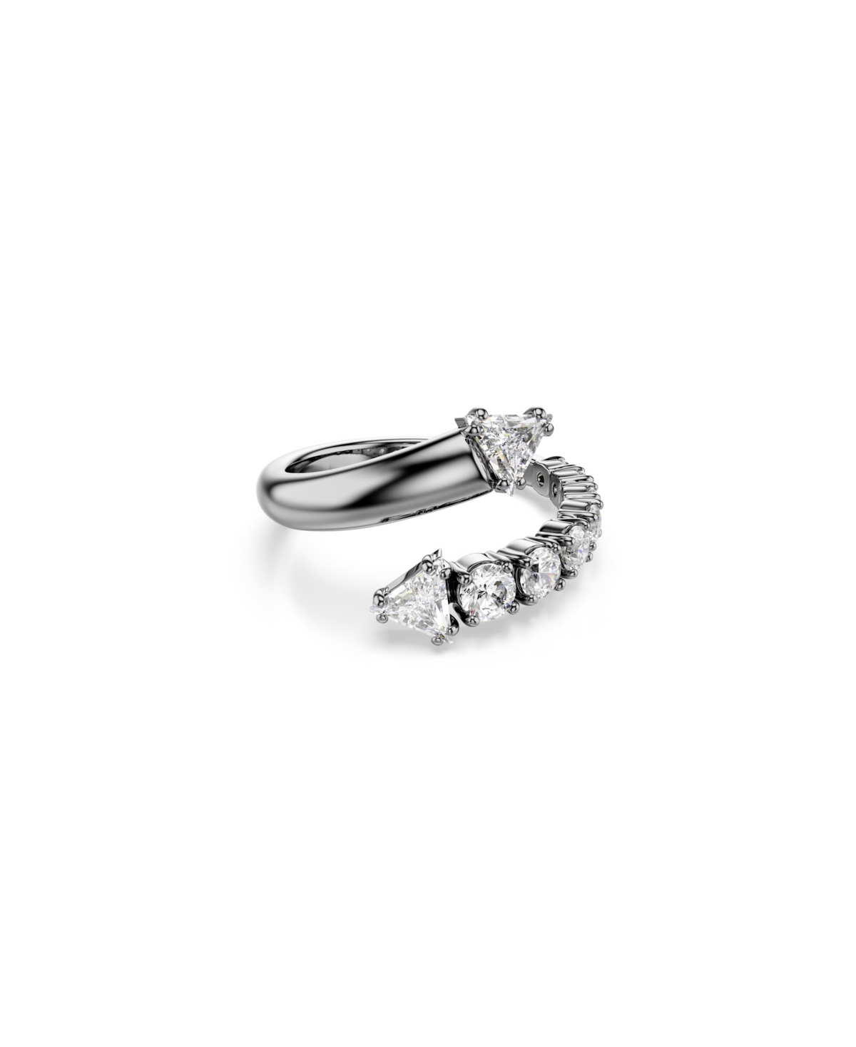 Swarovski Sublima White Ruthenium Plated Open Ring In Gray