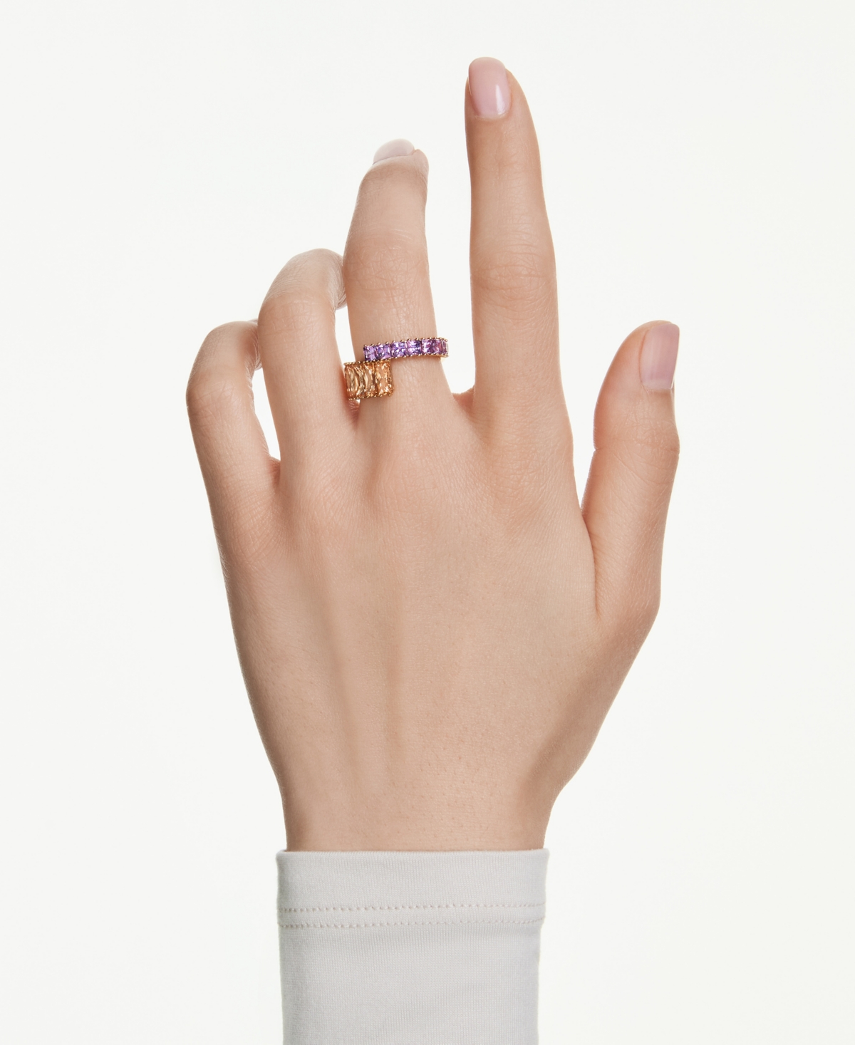 Swarovski Multicolored Gold-tone Plated Matrix Ring In Purple