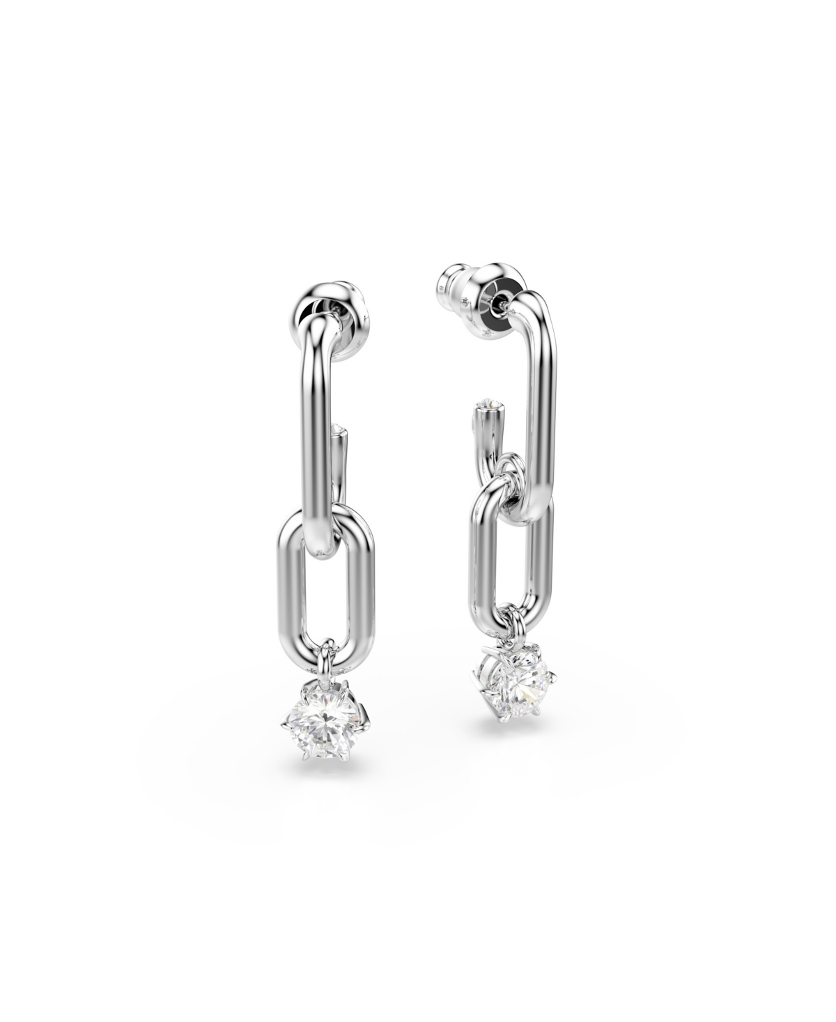 Swarovski Constella Rhodium Plated Drop Earrings In Silver