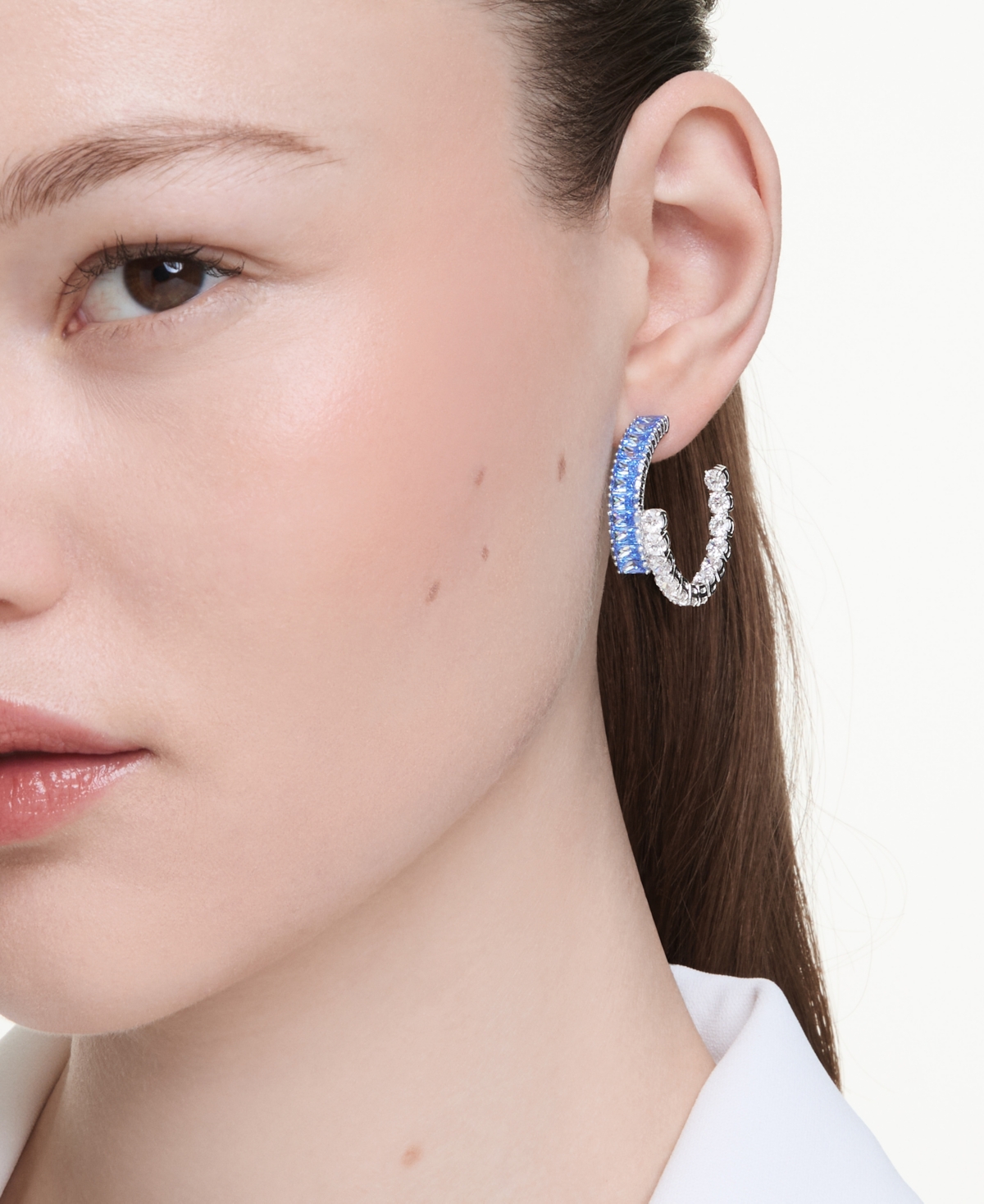 Swarovski Matrix Rhodium Plated Hoop Earrings In Metallic