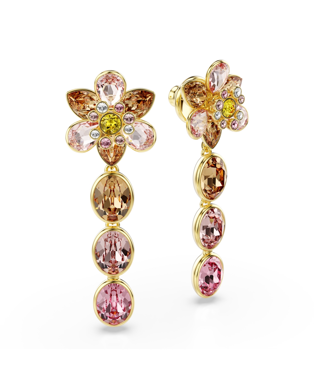 Swarovski Idyllia Gold-tone Plated Drop Earrings In Pink