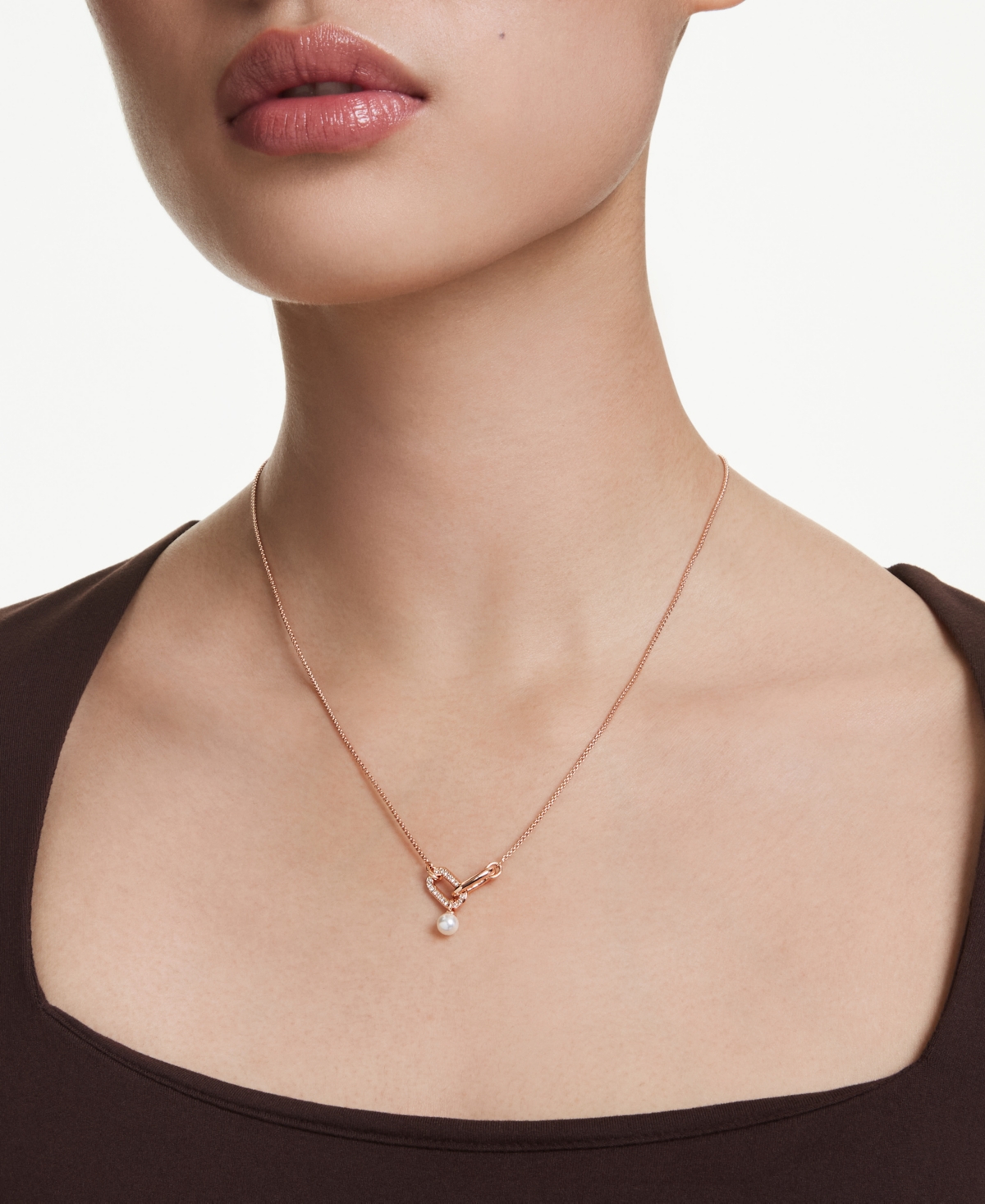 Swarovski Constella Crystal Pearl Round Cut Pendant Necklace In Gold