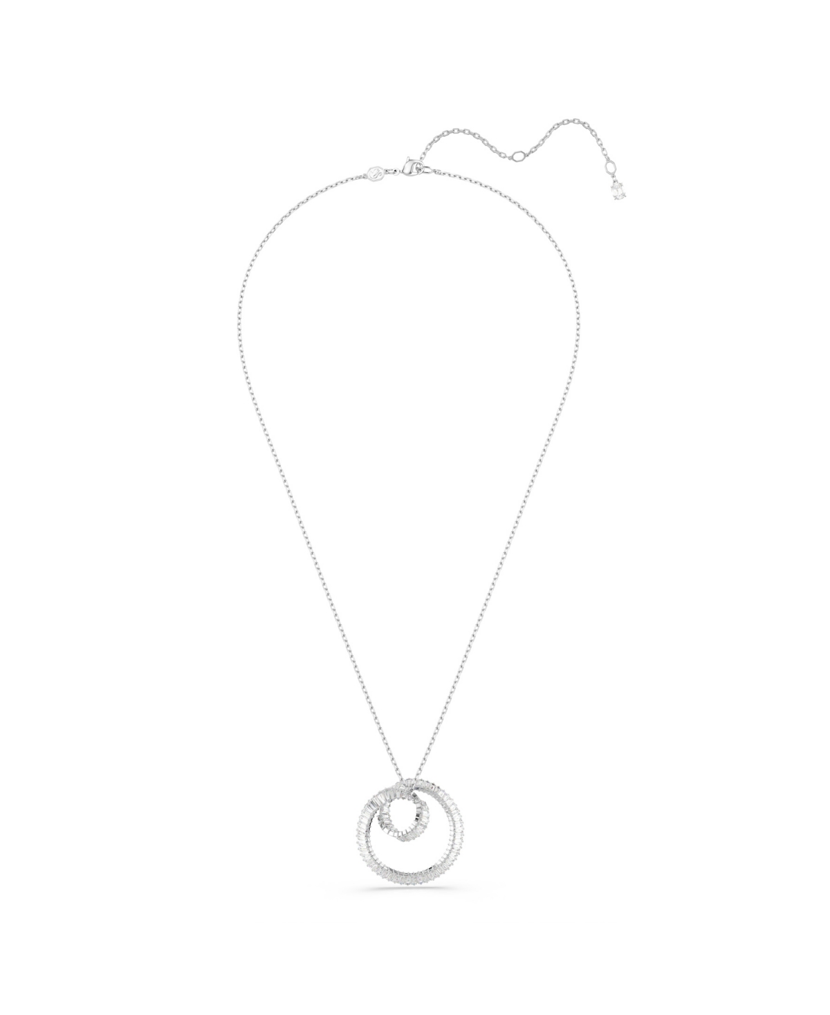 Swarovski Matrix Baguette Cut Rhodium Plated Necklace In Silver