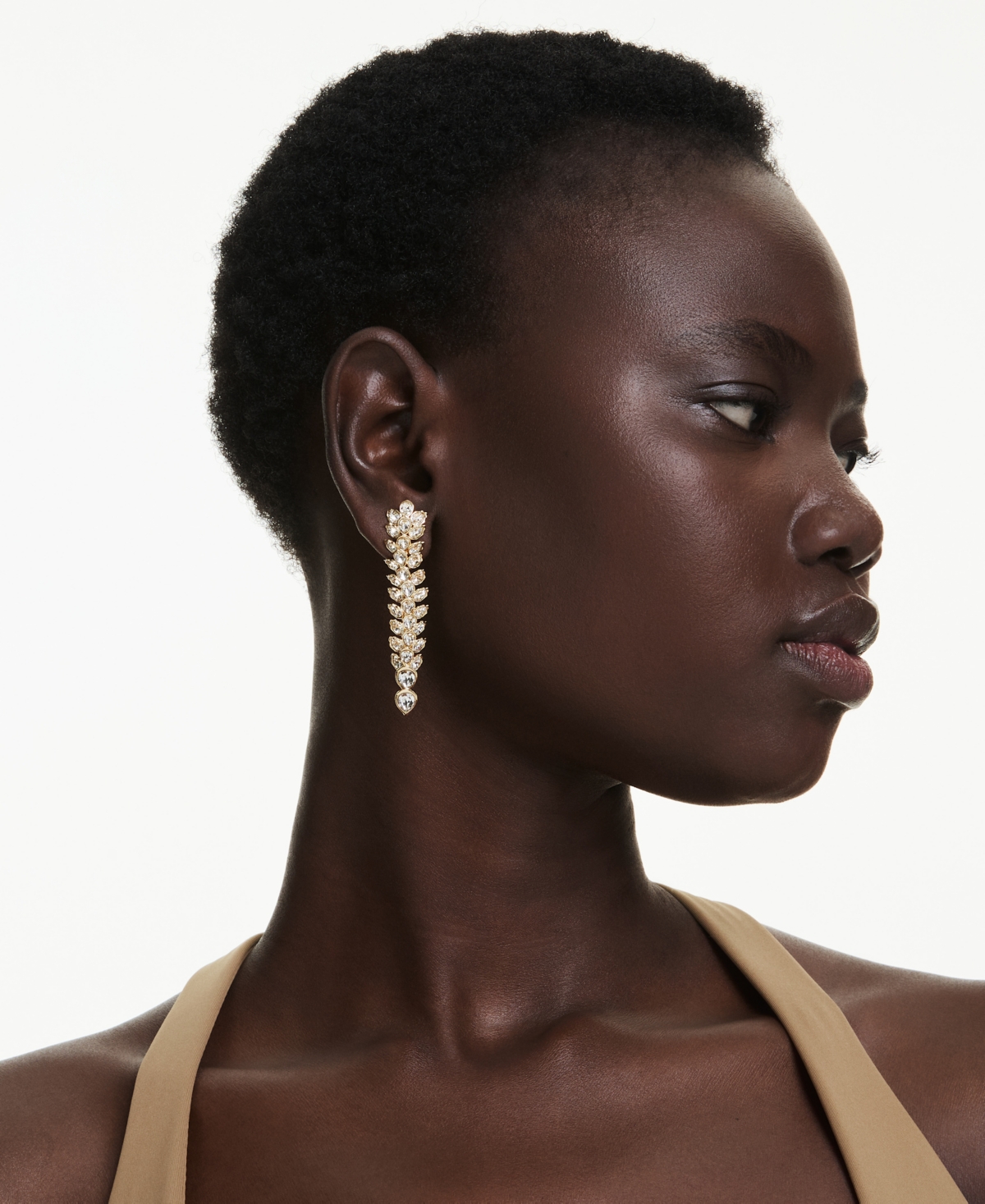 Swarovski Idyllia Long Crystal Drop Earrings In Gold