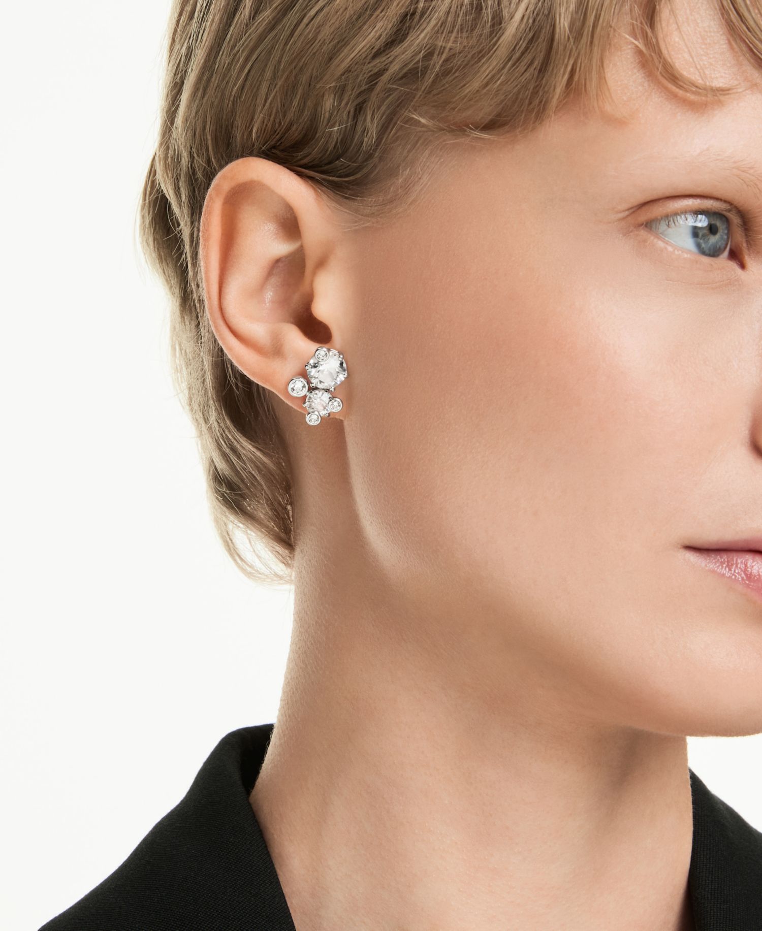 Constella Rhodium Plated Stud Earrings