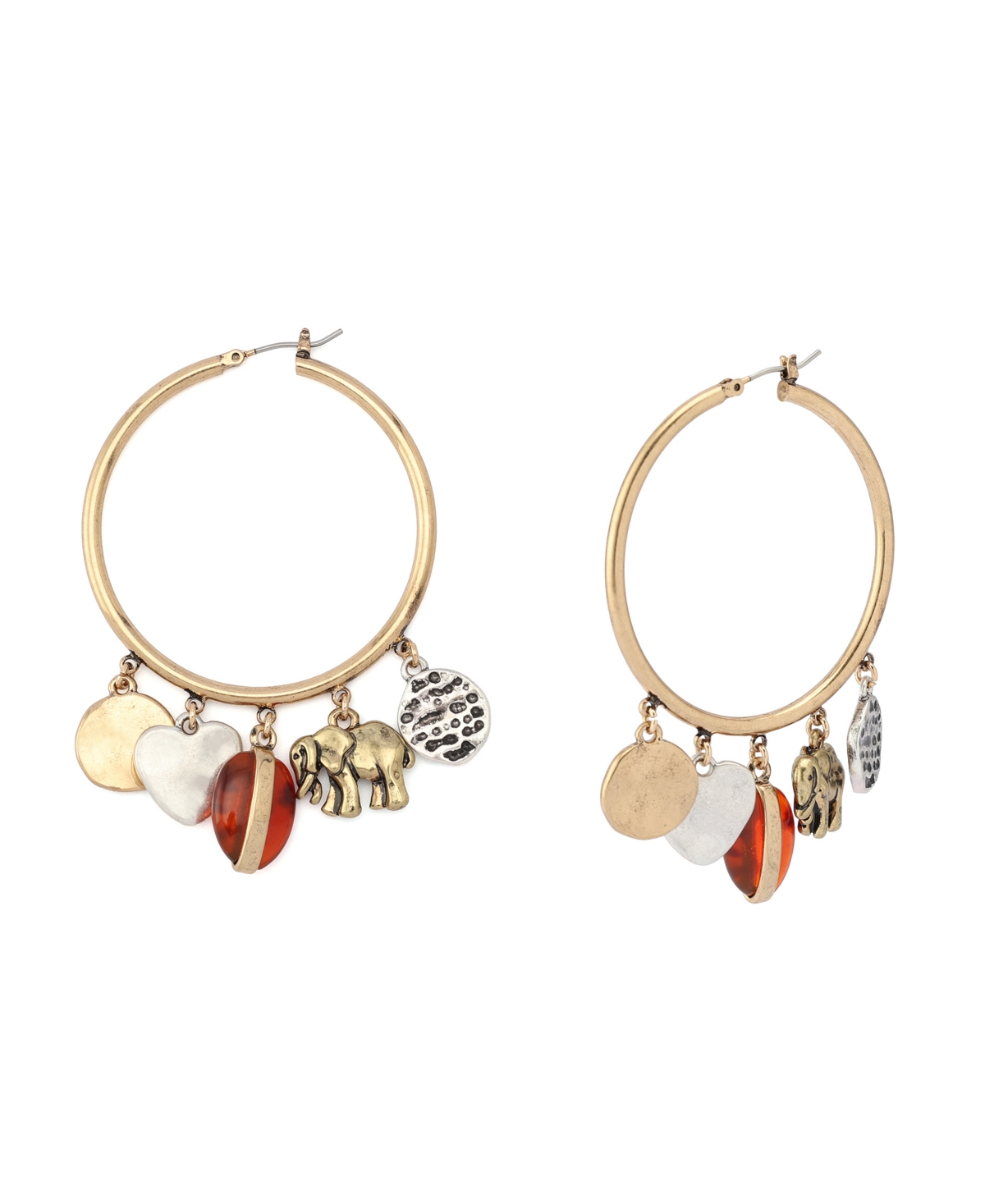 Robert Lee Morris Soho Faux Stone Heirloom Charms Hoop Earrings