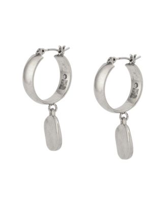 Antique Silver Heirloom Charms Disc Huggie Earrings