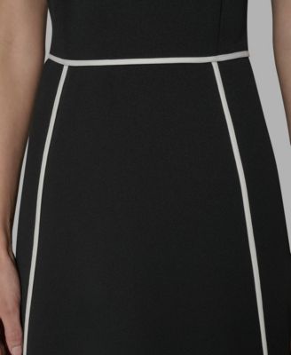 Women's Piped-Trim Fit and Flare Dress