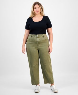 And Now This - Trendy Plus Size High-Rise Barrel-Leg Jeans