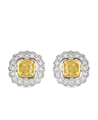Vanilla Diamond (0.15 ct. t.w.) and Yellow Diamond ( 0.60 ct. t.w.) Earring in 14K Two Tone Gold