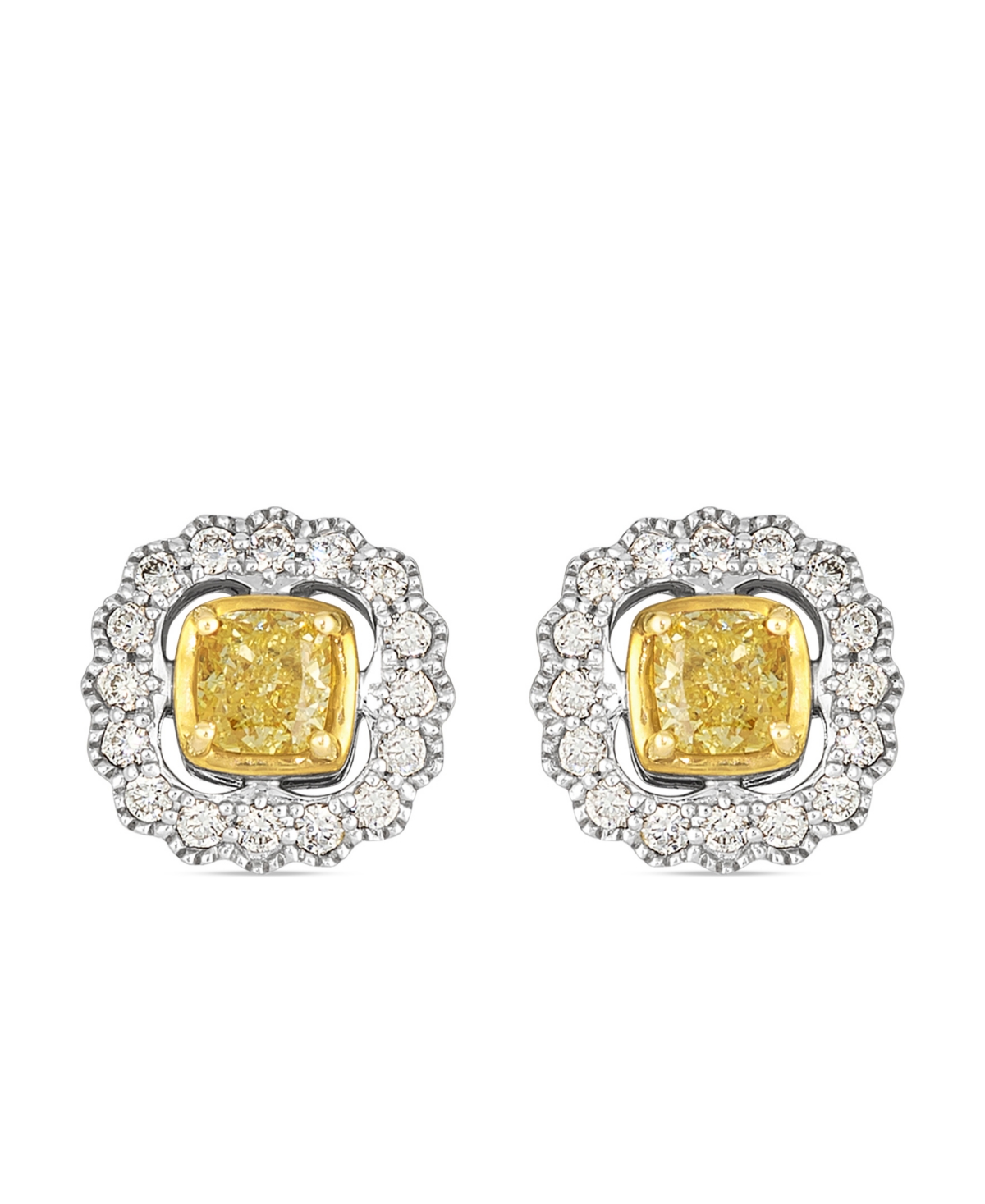 Le Vian Vanilla Diamond (0.15 Ct. T.w.) And Yellow Diamond ( 0.60 Ct. T.w.) Earring In 14k Two Tone Gold In Multi