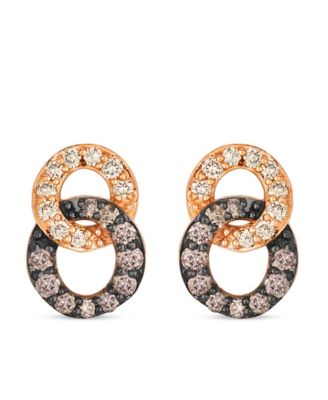 Nude Diamond (0.15 ct. t.w.) and Chocolate Diamond ( 0.24 ct. t.w.) Earring in 14K Strawberry Gold