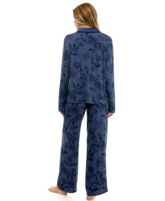 Women's 2-Piece Long Sleeve Top and Printed Pajama Set