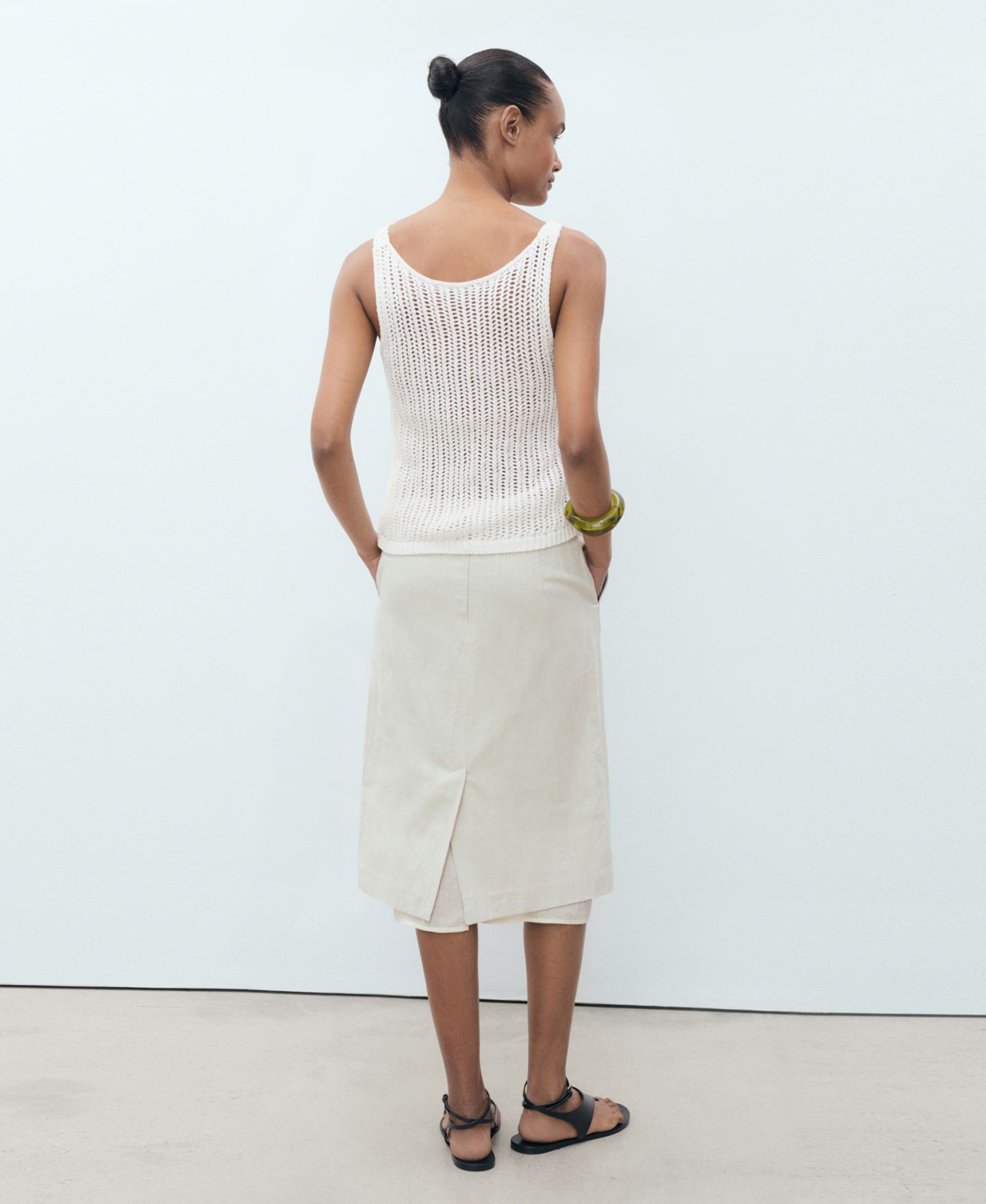 Женский топ Mango Straps Crochet, цвет: Молочный белый — фото 8