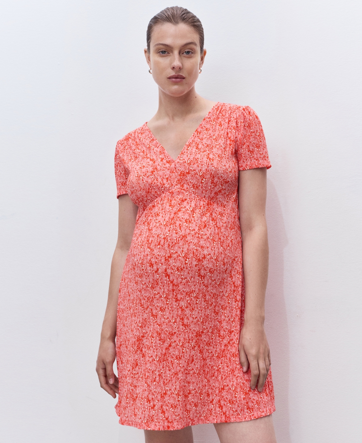 Mango Floral Print Maternity Minidress In Red