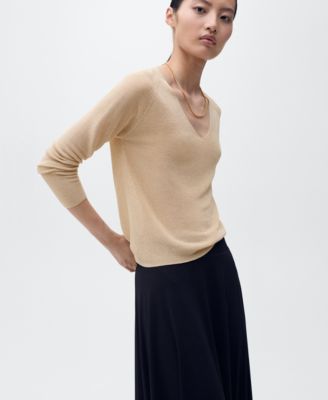 Women's V-Neck Lurex Sweater