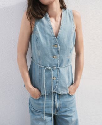 Women's Buttoned Denim Gilet Jacket