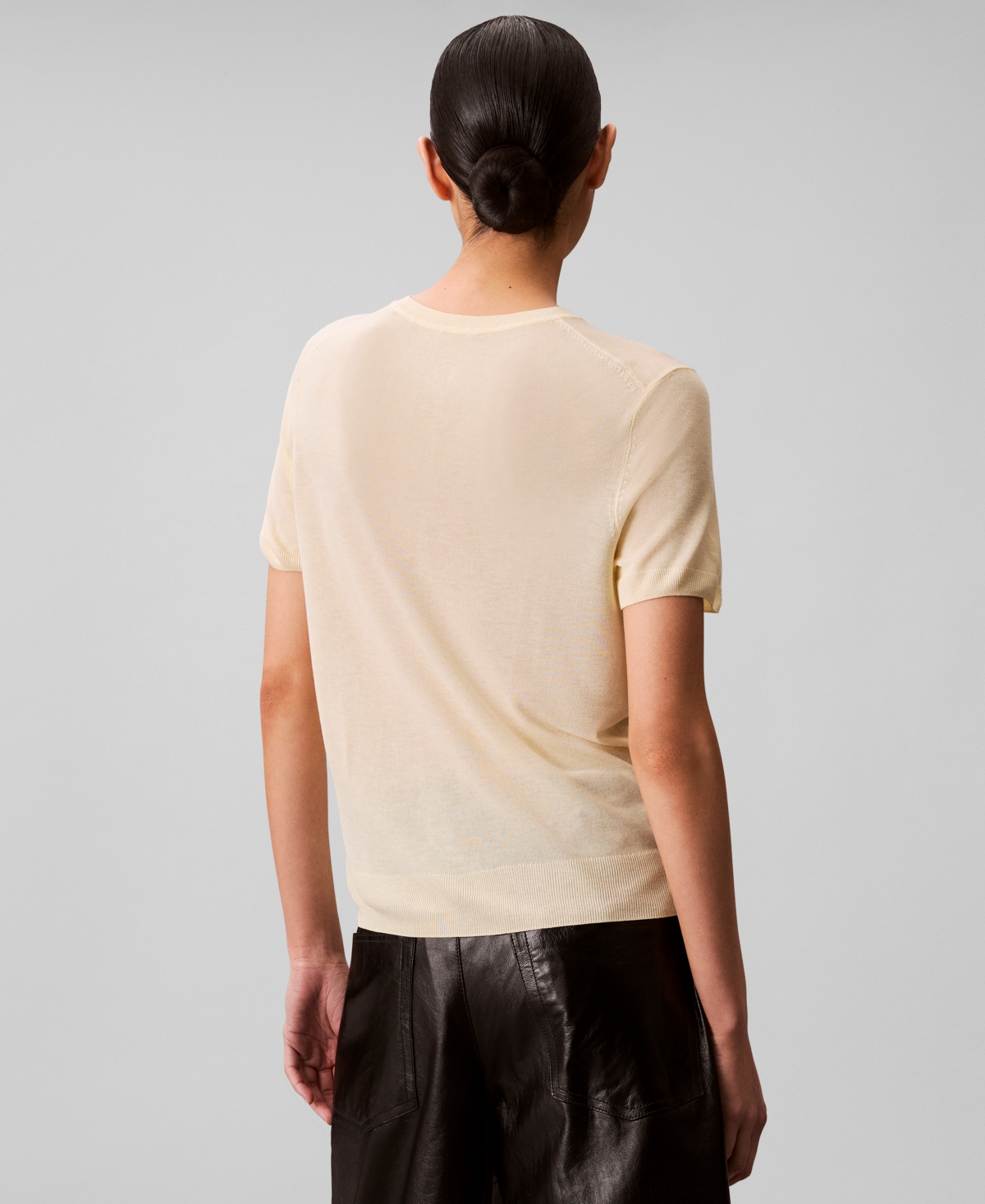Calvin Klein Women's Fine Gauge Short-sleeve Sweater In White