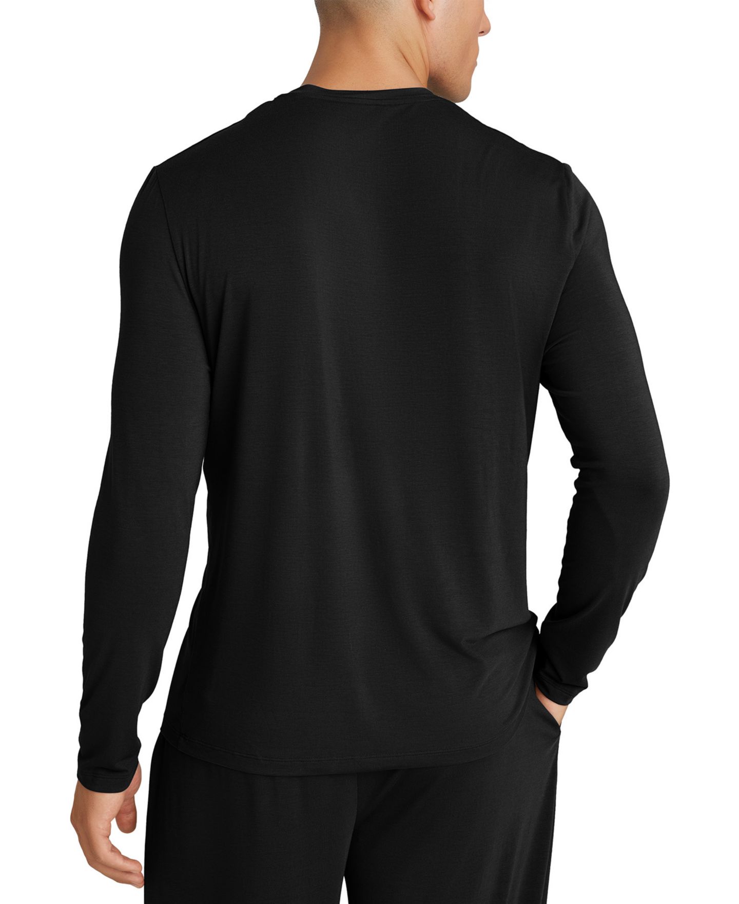 Мужская футболка Tommy John Second Skin Long-Sleeve Henley, цвет: Чёрный — фото 2
