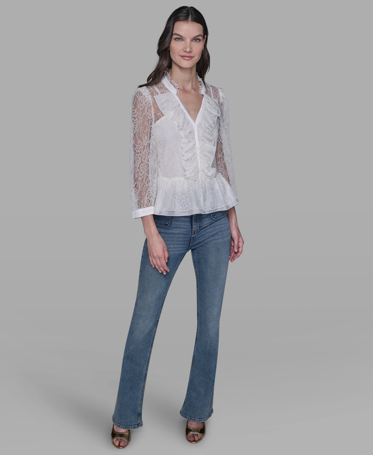 Karl Lagerfeld Paris Women's Lace V-Neck Blouse