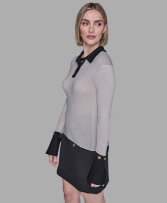Women's Contrast Collared Sweater