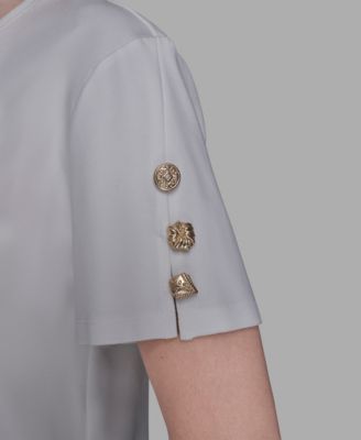 Women's Pleated Trim Hem Blouse