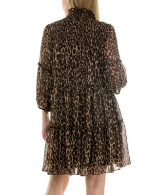 Women's Mock Neck Tiered A-Line Dress