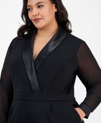 Plus Size Tuxedo Jumpsuit